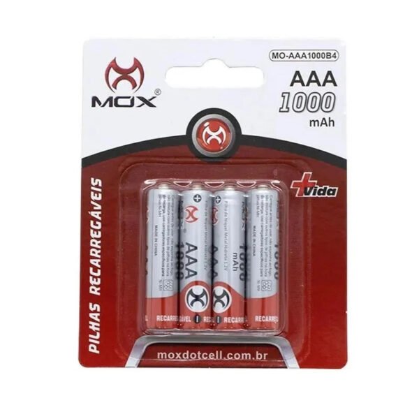 KIT C/ 04 PILHAS RECARREGAVEIS AAA 1100MAH MOX - Image 2