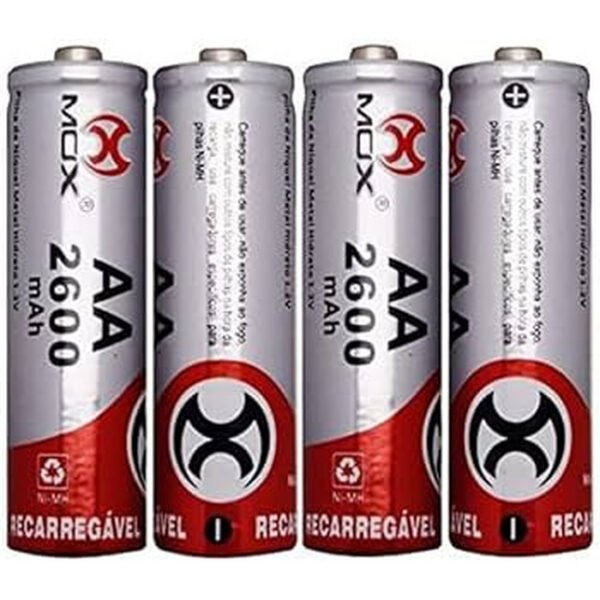 KIT C/ 04 PILHAS RECARREGAVEIS AA 2700MAH MOX - Image 2