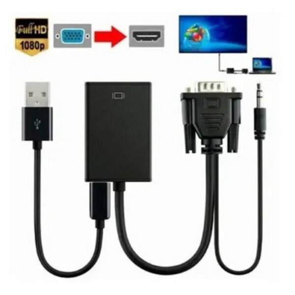 MINI CONVERSOR VGA PARA HDMI COM AUDIO E VÍDEO FULL HD - Image 5