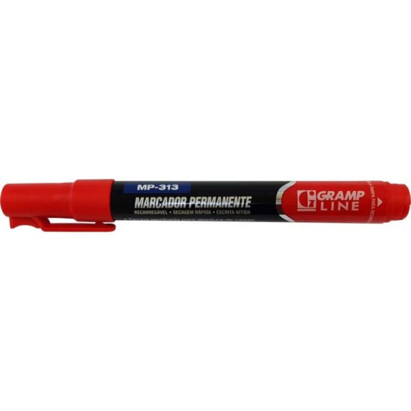 CAIXA DE MARCADOR PERMANENTE MP-313 VERMELHO C/12 GRAMPLINE