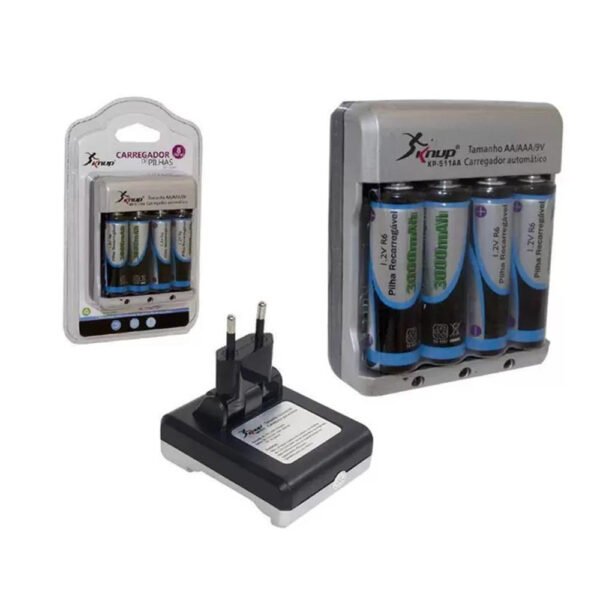 CARREGADOR DE PILHAS KP-511A C/ 2 PILHAS AA KNUP - Image 3