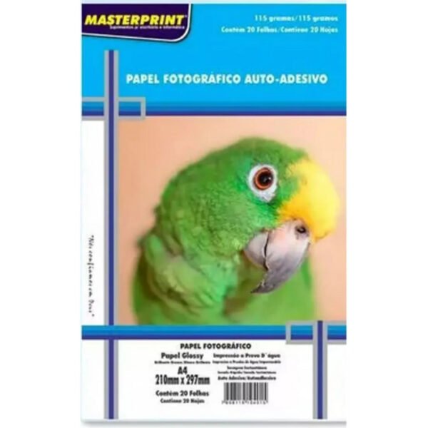 PAPEL FOTOGRÁFICO A4 ADESIVO 115G C/ 20 FOLHAS MASTERPRINT